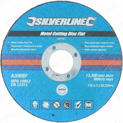 Silverline Metal Cutting Discs Flat Choose Size MPA Approved 22.23mm Bore  • £11.69