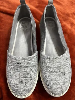 White Stuff - Grey Canvas Fabric Casual Flat Pumps Shoes - Size U.K. 5 • £6.99