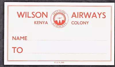 KENYA AFRICA WILSON AIRWAYS AIRLINE BAGGAGE LABEL  KE -2   M VF Orig L • $32.50