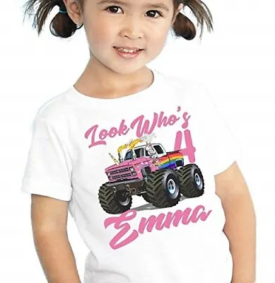 Birthday TShirt Unicorn Monster Truck Personalized Girls Toddler Kids Youth Name • $14.99