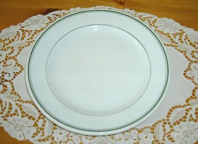 Vintage IROQUOIS Syracuse China Restaurant White Green Stripes 9  Plate ~ • $7.99
