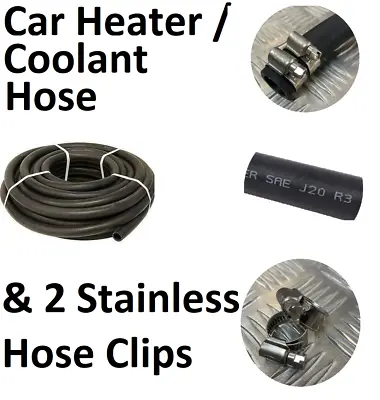 Flexible Car Heater Hose Rubber Nitrile Radiator Coolant Engine Pipe 2 Clips • £7.43