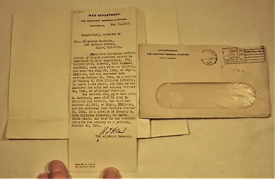 $9.95 • Buy WWI War Department Requesting Civil War Discharge Papers For Elgin, IL. Veterans