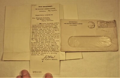 $9.95 • Buy WWI War Department Requesting Civil War Discharge Papers For Elgin, IL. Veterans