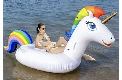 Giant Inflatable Unicorn Swim  Pool Float Raft Lilo Lounger • £20