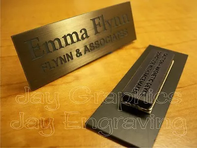 Custom Engraved 1x3 Brushed Bronze Name Tag | Badge & Magnet | Employee Magnetic • $13.99