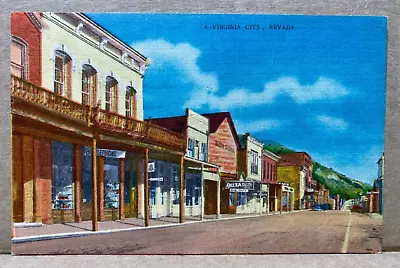 Street View Virginia City Nevada Linen Postcard No 2117 • $4.80