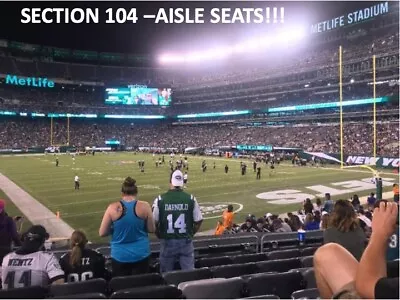 2 TICKETS NEW YORK JETS Vs ARIZONA CARDINALS 2024 - LOWER CORNER AISLE SEATS! • $499