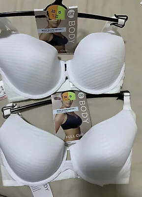 2X M&S BODY SHAPE DEFINE UNDERWIRED NATURAL UPLIFT FULL CUP Bra WHITE 32D (iii) • £8.99