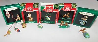 Lot Of 5 Hallmark Keepsake Miniature Christmas Ornaments 1991-1995 • $18.95