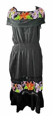 Embroidered Mexican Fiesta Boho Chic Summer Dress G • $49.50