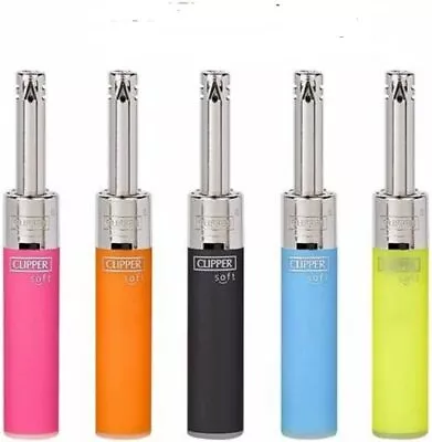 Clipper Lighter Refillable Long Tube Gas Flame Lighters BBQ Kitchen Candle • £4.49