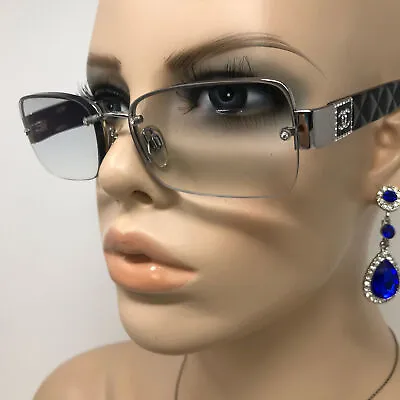 £64.95 • Buy Chanel 2065-B Glasses Frames Silver Half Rim Eyeglasses Spectacles Frame Only