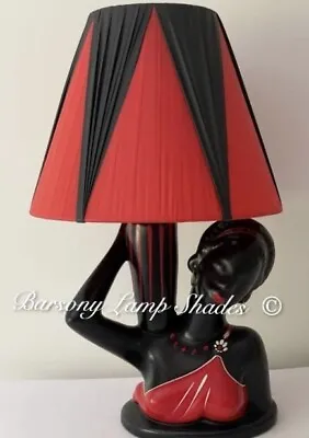 PLASTIC RIBBON BUCKET SHAPED RED & BLACK  MED  LAMPSHADE For BARSONY LADY LAMP • $125