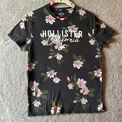 Hollister  Mens Flroal T-shirt Crew Neck Short Sleeve 100% Cotton Size Medium • $8