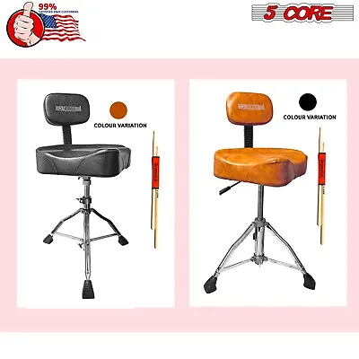 5Core Drum Throne W/ Backrest Thick Padded Saddle Drum Seat Guitar Stool Chair • $89.99
