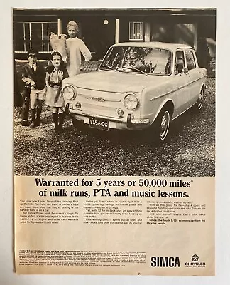 1967 Simca Chrysler Automobile Mom Kids Home Vintage Photo Print Ad    • $6.99