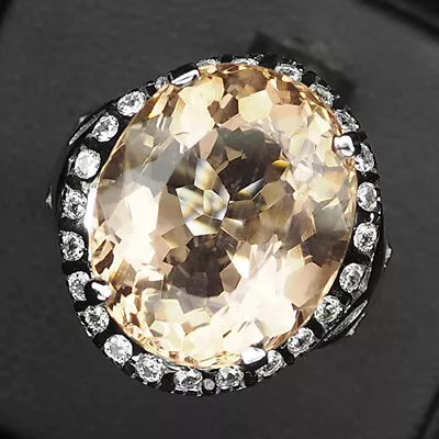 Morganite Peach Orange Oval 11.80Ct.Sapp 925 Sterling Silver Ring Size 6.75 Gift • $37.63