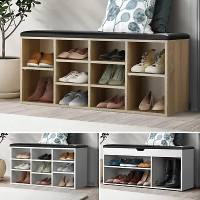 $68.55 • Buy Oikiture Shoe Cabinet Bench Shoe Storage Rack PU Padded Seat Organiser Shelf