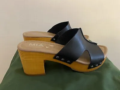 MIA Merel Slip On Block Heel Sandal Size 7 - Black • $12