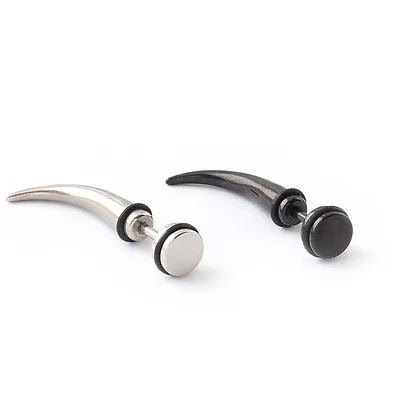 2 Pcs Punk Stainless Steel Ear Stud Earrings Horn Style Spike Men's Cool Gothic • $1.69