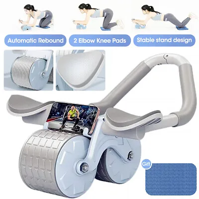 Abdominal Wheel Automatic Rebound Elbow Support Anti-Slip AB Roller Core Trainer • £16.99