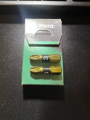 2pk Wera Gold PZ3 25mm Bi - Torsion Extra Hard Screwdriver Bits Pozi 3 • £5.97