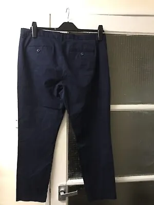 Khakis By Gap SLIM Women Cropped  Chinos Stretch Navy Blue Trousers [W35  L26  • £8.90