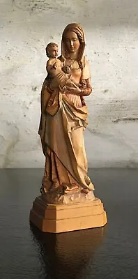 Vintage ANRI Hand Carved Wood Statue Madonna Virgin Mary Baby Jesus Savior • $145