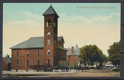 1900s Canada ~ Stratford Ont. ~ Fire Hall ~ Horse-Drawn Equipment & Fire Crew • $13.09