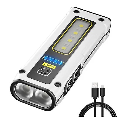 LED Torch Hand Light Cordless Keychain Pocket COB Rechargeable Mini Magnetic • £6.39