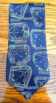 JOSH BACH SILK NECKTIE Baseball Stadiums Comiskey Ebbets Polo Grounds Etc • $11.99