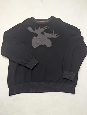  Northwest Territory Mens Knit Sweater  Black Moose  Crew Neck Long Sleeve XL • $29