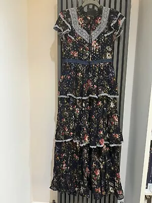 Needle And Thread Dress 12 Sustainable Designer New With Tags Navy Tiers  • £148