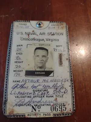 $65 • Buy Vtg US Naval Air Station Chincoteague VA ID Badge Civilian Pass
