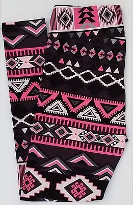 TC LuLaRoe Tall & Curvy Leggings Black Gray Pink Aztec Tribal Southwest NWT Q89 • $11.90