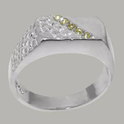 14ct White Gold Natural Peridot Mens Band Ring - Sizes N To Z • $2193.77