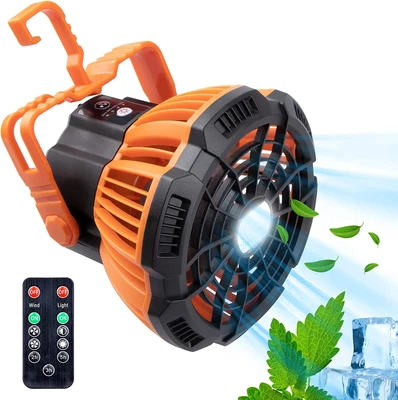 $35.89 • Buy Portable Camping Fan LED Light Rechargeable Outdoor Tent Lantern W/ Hook Remote