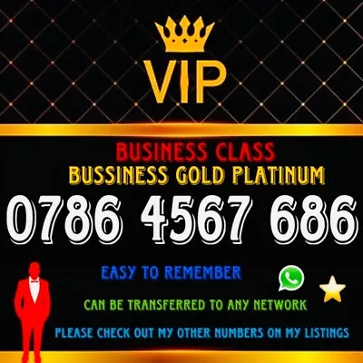 Gold Vip Business Easy 786 4567 Memorable Mobile Phone Number Platinum Sim • £149.99