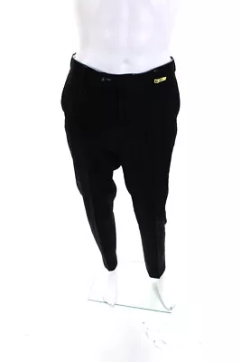 Vigano Mens Mid Rise Straight Leg Dress Trousers Black Wool Size 38 • $42.69