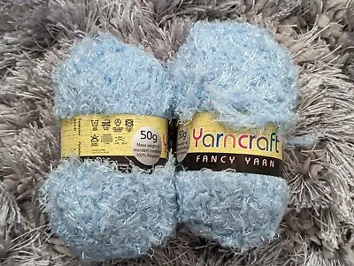 2x 50 Grams Pale Blue Fancy  Teddy Bear Yarn/Wool • £1.49
