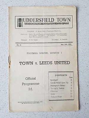 £21.10 • Buy Huddersfield Town V Leeds United Div 1 1947 Official Programme 1p Start
