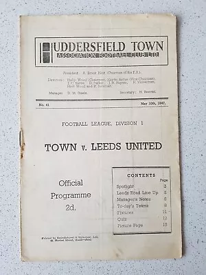 £21.10 • Buy Huddersfield Town V Leeds United Div 1 1947 Official Programme 1p Start