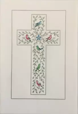 Marcel Schurman- Sympathy- Cross With Birds- Embossed With Ink- Switzerland • $3.95