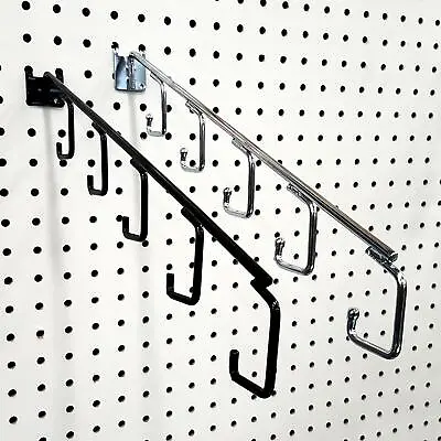 $13.95 • Buy 16  L Pegboard 5 Hook Waterfall Faceout Hook, Black Or Chrome