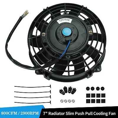 7  80W Universal Slim Fan Push Pull Electric Radiator Cooling 12V Mount Kit • $19.99