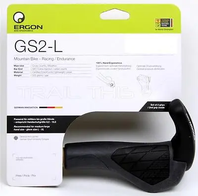 Ergon GS2-L Large Ergo Handlebar Bike Grips MTB 2-Finger Bar Ends Black & Gray • $46.95