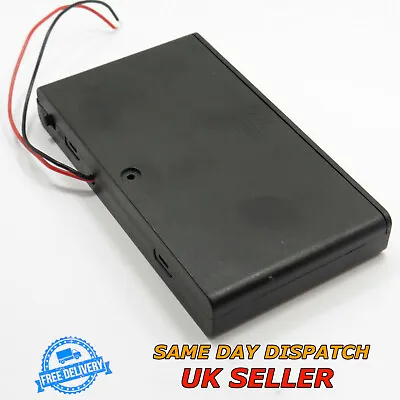 8 Cell AA 12V Battery Holder With ON/OFF Switch And Wire Box Covered Case Cable • £13.48