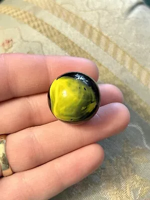 Vintage Black And Yellow Flame Marble 1” Shooter Mint Akro Agate? • $1.25