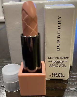 $16 • Buy BURBERRY LIP VELVET LIPSTICK Long Lasting Matte #402 Pale Rose Box & Cap